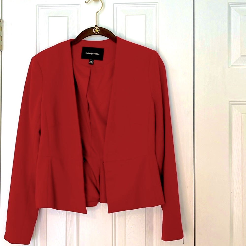 BANANA REPUBLIC Women’s Red Collarlesss Dress Blazer Size 0P
